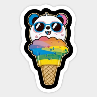 Cute Kawaii Panda Pride with rainbow ice con Sticker